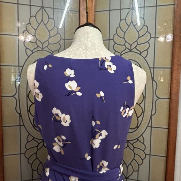 Lauren Ralph Lauren Black Label Floral Flutter Sleeve Jersey Dress Size 10 - Picture 6 of 14